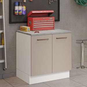 Balcão Multiuso 80cm 2 Portas Branco/crema Agata Madesa Branco/crema