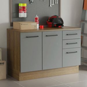 Balcão Multiuso 120cm 2 Portas 3 Gavetas Rustic/cinza Agata Madesa Rustic/cinza