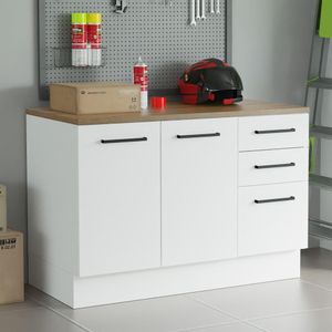 Balcão Multiuso 120cm 2 Portas 3 Gavetas Branco/rustic Agata Madesa Branco/rustic