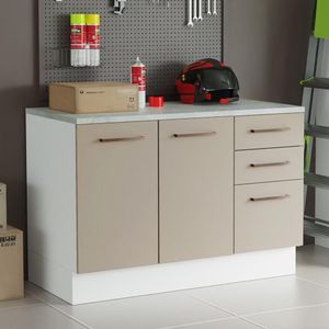 Balcão Multiuso 120cm 2 Portas 3 Gavetas Branco/crema Agata Madesa Branco/crema