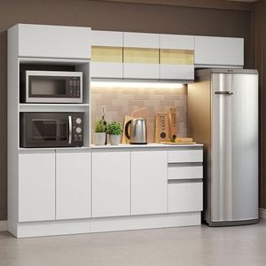 Armário De Cozinha Completa 100% Mdf 250cm Branco Smart Madesa 03 Branco