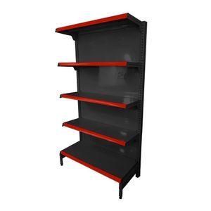Gôndola Prateleira Preta 5 Níveis 40x30 New Plus 1,70 Parede Inicial Pe Vermelho - Sa Gôndolas