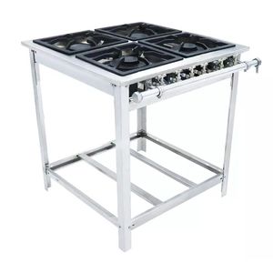 Fogão Industrial Extra Inox A Gás Baixa Pressão 4 Bocas 2 Duplas 30x30 Espera Ei4d2e