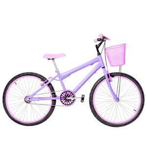 Bicicleta Feminina Aro 24 Alumínio Colorido Cor Lilás E Rosa