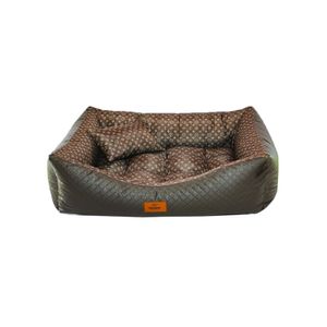 Cama Para Cachorro Retangular Em Corino + Poliéster Marrom Escuro Lv Grande (g) 50 X 65 Cm
