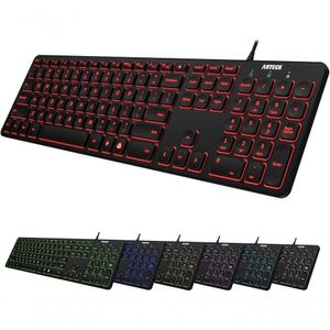 Arteck Teclado Com Fio Usb Universal Retroiluminado 7 Cores