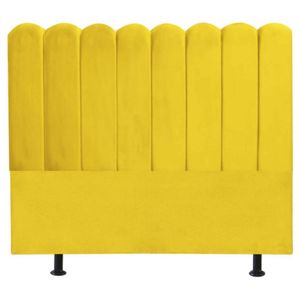 Cabeceira Estofada Cama Box King 195 Cm Maitê Suede Cor:amarelo
