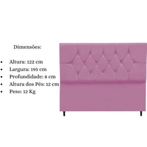 Cabeceira Estofada Cama Box King 195 Cm Aurora Suede Rosa
