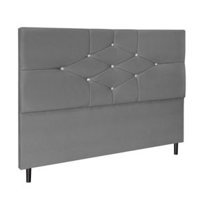 Cabeceira Estofada Cama Box Solteiro 90 Cm Carolina Suede E Frame Cor:cinza