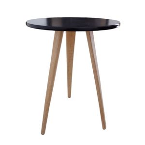 Mesa Lateral De Canto E Apoio Redonda Pé Palito Retrô 68 Cm preto