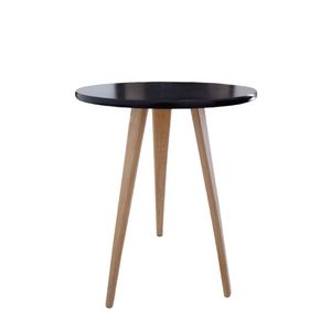 Mesa Redonda Lateral Canto Apoio Sala Quarto Pé Palito 56 Cm preto
