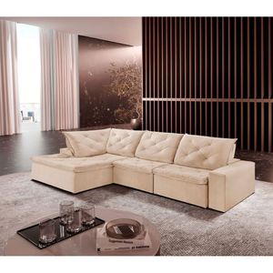 Sofá Hércules Linho 2 Módulos 100cm Chaise Meu Sofá Online A294 Linho Creme