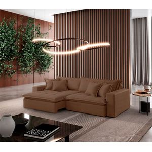 Sofá Zen Veludo 02 Módulos 80 Cm B25 Meu Sofá Online B016 Veludo Marrom