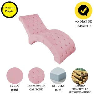 Recamier Divã Espreguiçadeira Para Sala Cliníca Estética Talita Suede rosê