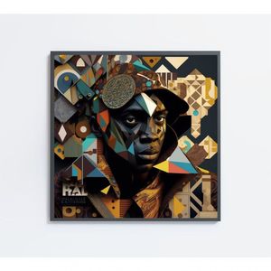 Quadro Decorativo Ilustração Afro Ii Medidas 80x80 Cm Tipo De Impressão Vidro Acrílico