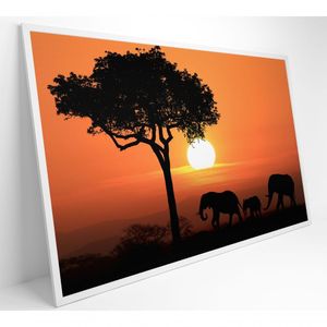 Quadro Família De Elefantes Em Pôr Do Sol Na áfrica Medidas 40x60 Cm Impressão Adesivo Fotográfico