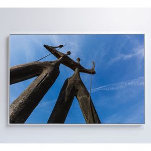 Quadro Os Dois Candangos Brasília Medidas 80x120 Cm Impressão Vidro Acrílico