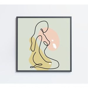 Quadro Feminino Silhueta Artística Contínua Medidas 60x60 Cm Impressão Tecido Canvas