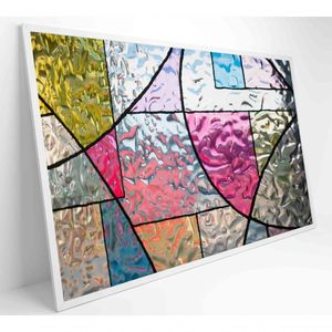 Quadro Vitral Geométrico Colorido Medidas 90x60 Cm Impressão Tecido Canvas