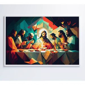 Quadro Jesus Cristo E A última Ceia Medidas 120x80 Cm Impressão Vidro Acrílico