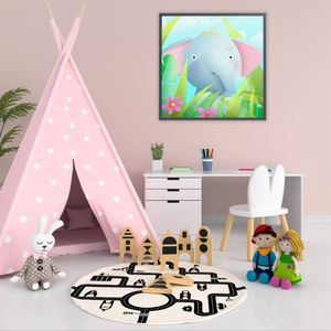 Quadro Infantil Elefante Medidas 60x60 Cm Impressão Vidro Acrílico