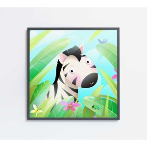 Quadro Infantil Zebra Medidas 40x40 Cm Impressão Adesivo Fotográfico