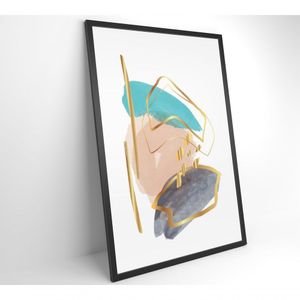 Quadro Abstrato Branco Com Linhas E Cores Medidas 40x60 Cm Impressão Vidro Acrílico