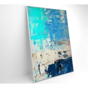 Quadro Abstrato Pintura Em Tela Azul Medidas 60x90 Cm Impressão Adesivo Fotográfico