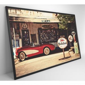 Quadro Carro Clássico Vermelho Medidas 120x80 Cm Impressão Vidro Acrílico