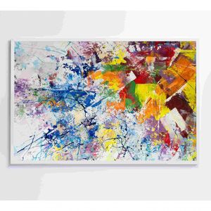 Quadro Abstração Multicolorida Tinta Acrílica Medidas 90x60 Cm Impressão Tecido Canvas