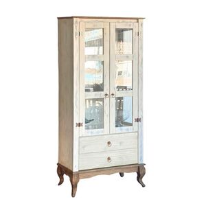Cristaleira Madeira Maciça Retrô 2 Portas Vidro Branco Garapa D112 Shop Jm