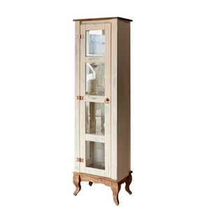 Cristaleira Madeira Maciça 01 Porta Rústica Com Vidro Lateral Branco Garapa D161 Shop Jm