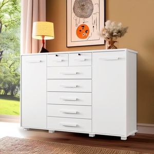 Cômoda 7 Gavetas 2 Portas Branco Fontez Shop Jm