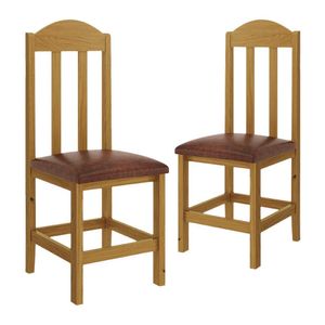 Conjunto 2 Cadeiras Madeira Maciça Estofado Corino Marrom Safira Shop Jm