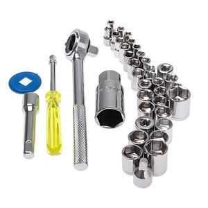 Jogo De Soquetes 1-4" E 3-8" Chave Catraca Reversível 40 Peças Manutenção Completa