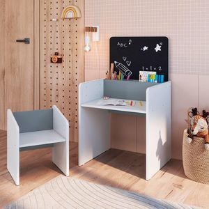 Mesa Infantil Com Banqueta Branco Azul Le Petit Completa Móveis