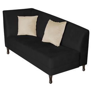 Recamier Heitor 160cm Com Almofada Lado Direito Sintético Cor Preto-bege