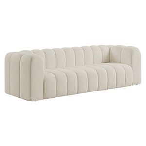 Sofá 3 Lugares 200cm Orgânico Luxo Recepção Giordana Bouclé Bege
