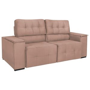 Sofá Cama Retrátil Sala Vicenza Vicenza 210cm Suede Cor Rosê