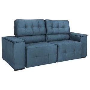 Sofá Cama Retrátil Sala Vicenza 210cm Linho Cor Azul Royal