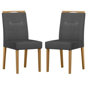 Cadeira Para Mesa De Jantar Italia Kit 2 Peças Ype Linho Cinza Escuro