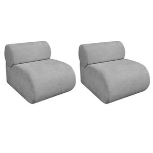 Kit 2 Poltronas Decorativas Orgânica Virgínia Linho - Amarena Móveis Cor Cinza Claro