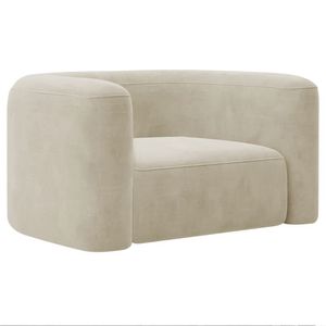 Poltrona Decorativa Sala De Estar Recepção Melina Bouclé - Amarena Moveis Cor Bege