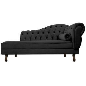 Divã Recamier Diana Lado Esquerdo 120 Cm Linho Amarena Móveis Preto
