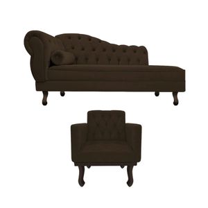 Kit Diva Recamier Diana 120cm Lado Direito E 01 Poltrona Classic Corano Amarena Móveis Marrom