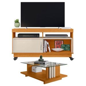 Rack Bancada Artur Com Mesa De Centro Frizz Cinamomo Off White - Madetec