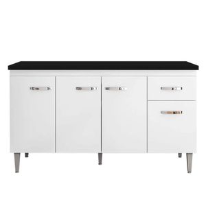 Balcão P/ Pia Cozinha 150cm Gabriela 4 Portas 1 Gaveta Sem Tampo Branco - Ajl