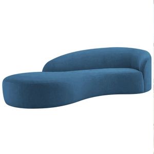 Divã Recamier Orgânico França 200cm Lado Esquerdo Linho - Amarena Moveis Cor Azul Royal