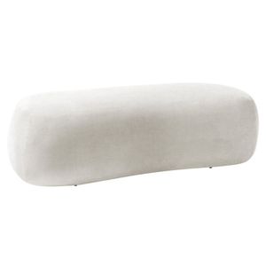 Puff Decorativo Itália 100cm Sala Escritorio Luxo Bouclé Branco