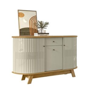 Buffet Aparador Monza 3 Portas E 1 Gaveta Cor Cumaru E Opala - Madetec
